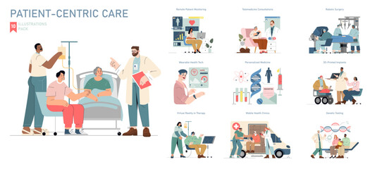 Patient Centric Care. Flat Vector Illustration