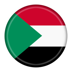 Fototapeta premium Sudan flag button illustration with clipping path