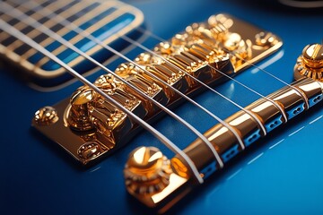 Obraz premium Magnified guitar strings, fine wires, musical potential show the details that produce beautiful sound