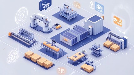 Fototapeta premium Futuristic Automated Factory Warehouse Digital Technology Concept