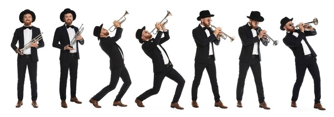 Man playing trumpet isolated on white. Collection of photos © New Africa