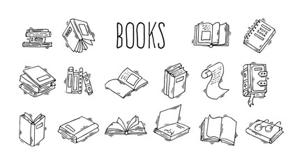 Books doodle set