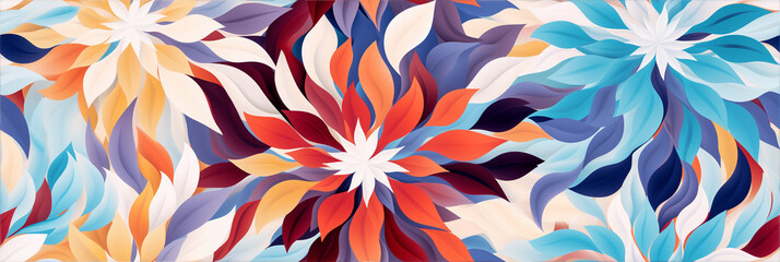 Colorful abstract floral pattern with vibrant petals on a soft background