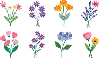 Watercolor style beautiful wildflowers, field of flowers with butterflies, seamless border isolated on a clear background, vector illustration.