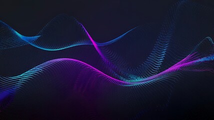 Futuristic Digital Abstract Art Vibrant Wave Patterns on Dark Background