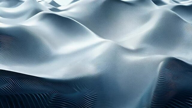 Static video establishing beautiful abstract wave background with metallic, silver texture effect, rendered in 3d