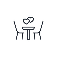 romantic dinner icon. vector.Editable stroke.linear style sign for use web design,logo.Symbol illustration.