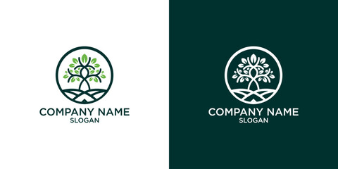 Vector Circle Green Leaf Growing Plant Modern Agriculture Sign Symbol Icon Logo Design Inspiration