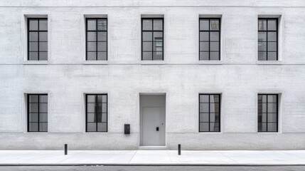 Fototapeta premium Symmetry in Minimalist Facades, Explore how minimalist architects use symmetrical facades to create a sense of order and calm in building designs.