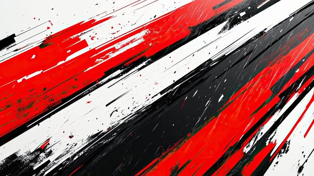 Abstract racing design, red white and black color scheme, speed lines, minimalism, grainy texture