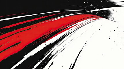 Abstract racing design, red white and black color scheme, speed lines, minimalism, grainy texture