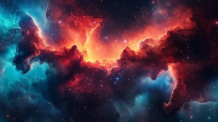 Fototapeta premium A breathtaking colorful nebula with bright stars scattered across the galaxy, capturing the vastness and beauty of the cosmos and our universe, inspiring awe and wonder.