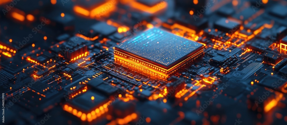 Poster ai processor chip representing advanced technology in big data storage cloud computing machine learn