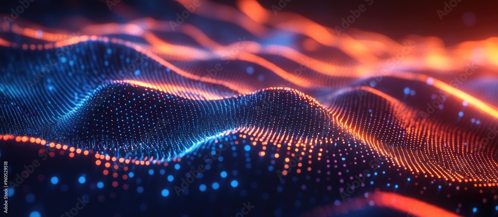 Poster abstract connection dots in a technological setting network concept represented through 3d rendering