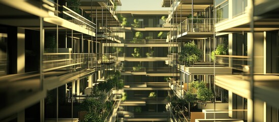 Fototapeta premium Construction of apartment buildings utilizing artificial intelligence to evaluate labor costs promote sustainability and support environmental conservation efforts
