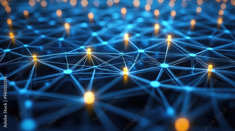 Poster abstract background featuring interconnected dots and lines illustrating a network connection struct