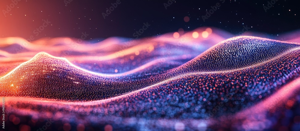 Poster abstract digital wave and light background design illustrating concepts of cyber data and technology