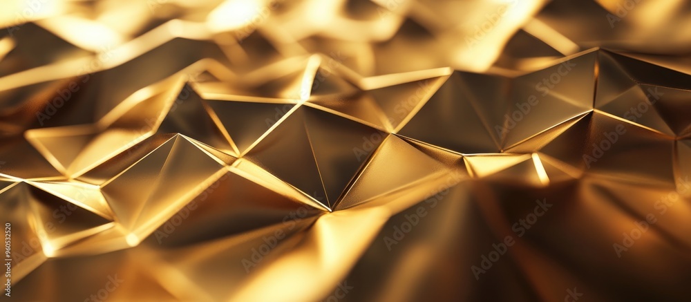 Poster abstract low polygonal surface in gold tones geometric line patterns create an intriguing background