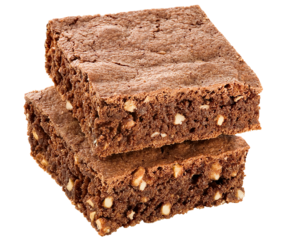 pedaços de brownie isolado em fundo transparente