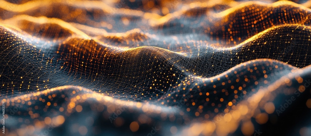 Poster abstract background featuring a dynamic futuristic wave in a point cloud style 3d rendering captures