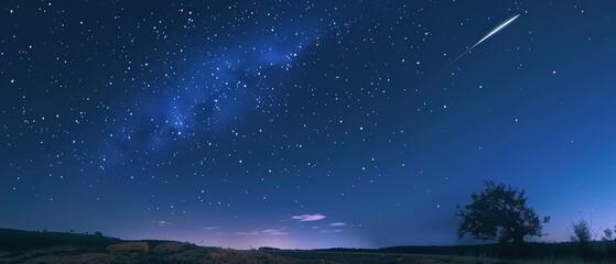 Fototapeta premium Glowing Shooting Star Illuminating the Night Sky