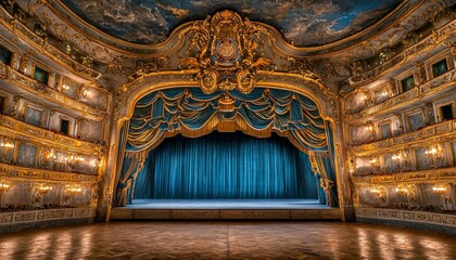 Fototapeta premium Ornate Stage in an Elaborately Decorated Theater