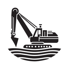 Unique Dredger Silhouette Vector Illustrations for Commercial Use