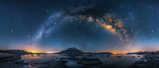 Fototapeta premium Enchanting Panoramic Night Sky with Milky Way Galaxy