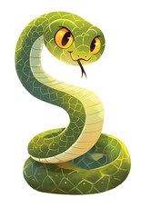 Cute snake cartoon character illustration. Happy smiling funny adorable children book style drawing isolated