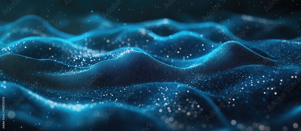 Poster blue wave light screen gradient texture background abstract representation of ai technology and big 