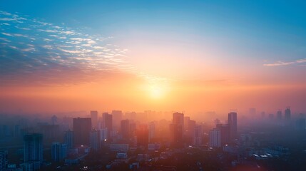 Fototapeta premium Vibrant Skyline Illuminated at Sunrise Embracing the Energy of New Beginnings