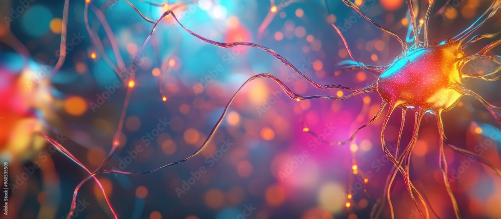 Poster 3d illustration of abstract neural networks concept of big data and artificial intelligence featurin