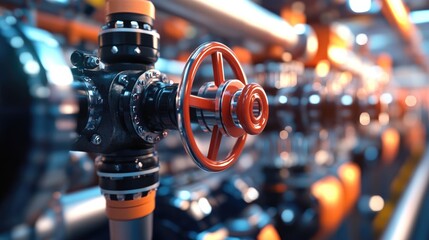 Water pipes and control valves displayed in a marketplace