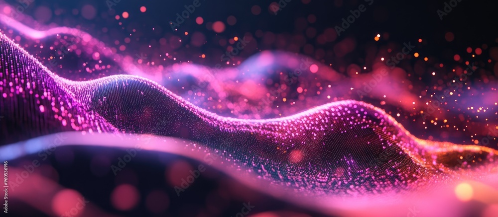 Aufkleber dynamic abstract background featuring a digital wave of pink particles futuristic visualization of d