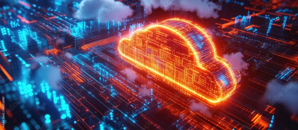 Poster cloud computing digital data management data center technology computer storage solutions and cybers