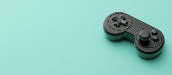 Black joystick on a pastel blue background representing gaming themes Ideal for video game competitions and related concepts Copyspace available for text or branding