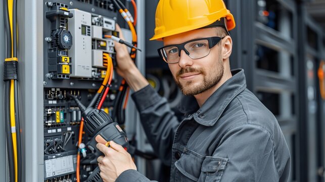 Expert electrician skillfully installs and replaces electrical outlets with precision and care - Powered by Adobe