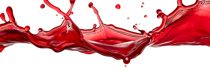 Vibrant and energetic splash of a red liquid similar to red berry jam, syrup, juice or punch, insolaten on withe background