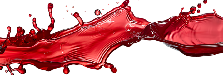 Vibrant and energetic splash of a red liquid similar to red berry jam, syrup, juice or punch, insolaten on withe background