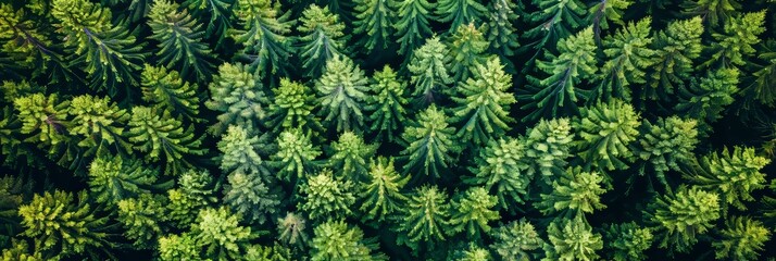 Aerial view of dense forests capturing co2 for carbon neutrality and achieving net zero emissions