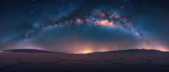 Naklejka premium Captivating Image of the Milky Way Illuminating a Desert Night Sky - Perfect for Astrophotography Collections