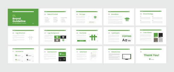 Brand Guidelines Poster Layout Set. Minimal Brand Guideline Template. Brand Identity presentation. Vector illustration.