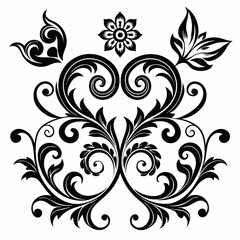 A grid of elegant decorative flourishes silhouette vector illustration