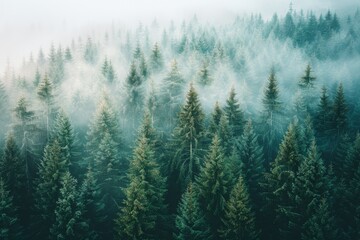 Aerial view of dense forest enhancing carbon capture for climate neutrality and emission reduction
