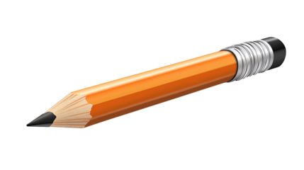  pencil with a sharpened tip and eraser, isolated on a white background 