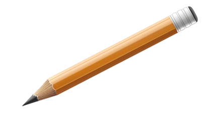  pencil with a sharpened tip and eraser, isolated on a white background 