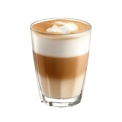 Glass mug layered latte isolated on transparent background Generative Ai.