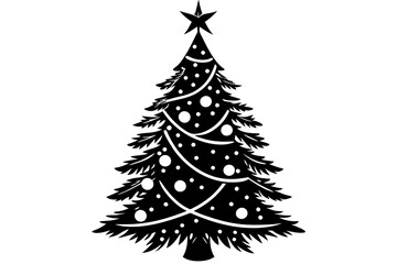 various Christmas tree silhouette on the white background. vector illustration 