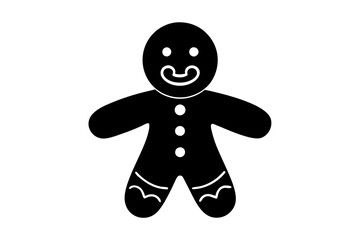 Gingerbread man holiday biscuit or cookie line art vector icon for food apps and websites