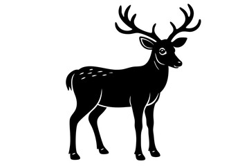 set of silhouettes of reindeer. male and female deer isolated on a white background. 